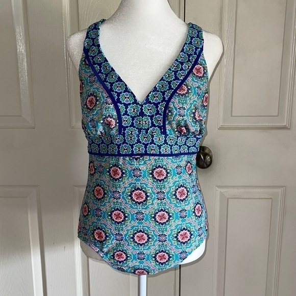 Catalina Multicolor Floral Print Crossback One Piece Swimsuit - Picture 1 of 6